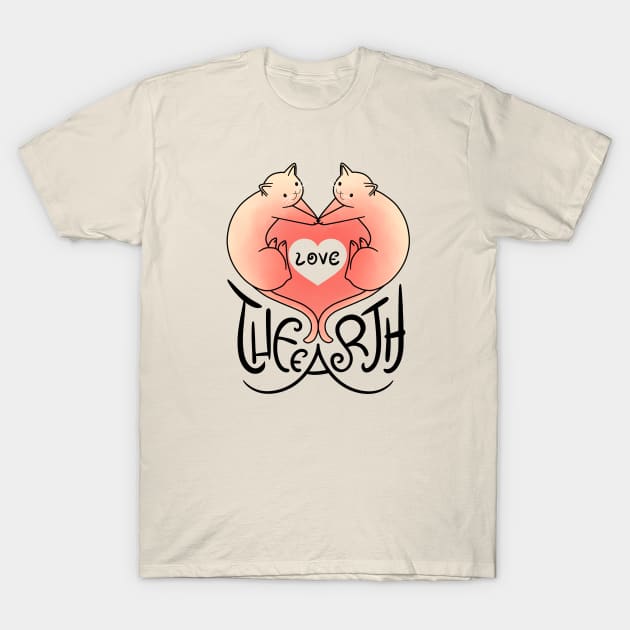 Love the Earth - Cat Heart V.3 T-Shirt by ClaudiaRinaldi